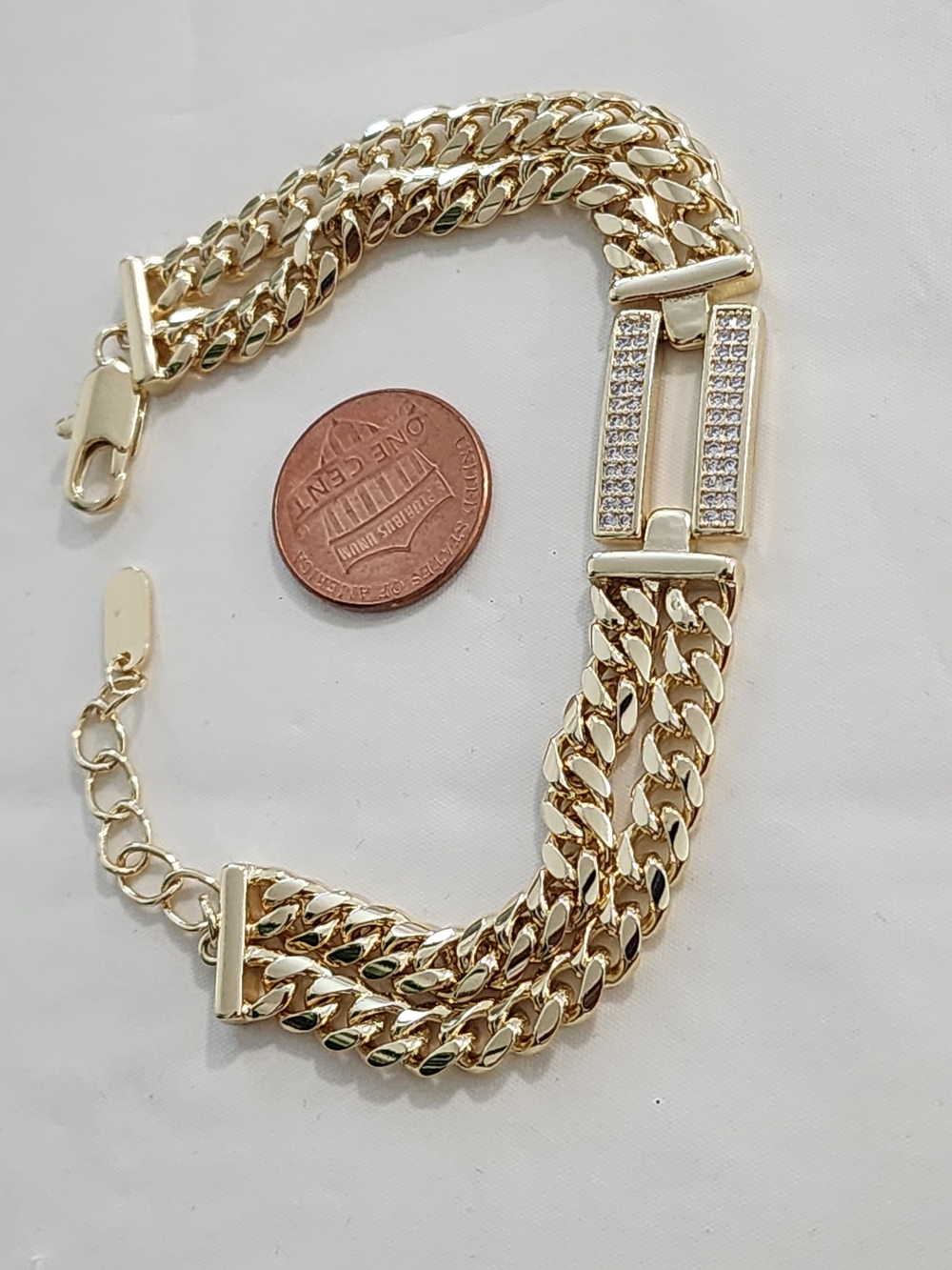 Gold Pave Multi-Row Chain Bracelet - Women's Fashion Jewelry